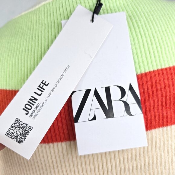 NWT ZARA Ribbed Knit Multicolor Striped Fitted Long Sleeved Dress - Picture 5 of 12